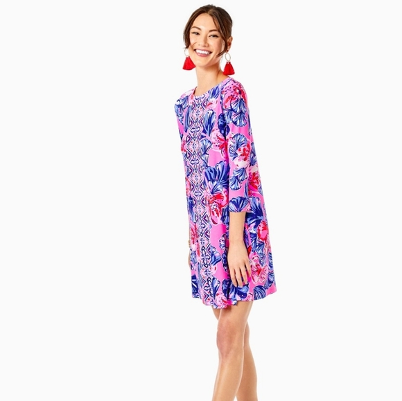 Lilly Pulitzer Dress Ophelia Swing Plumeria Pink NEW Summer XS 0 2 Engineered - Picture 3 of 7